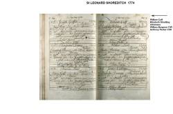 Taken on October 17th, 1774 at St Leonard Shoreditch Middlesex and sourced from St Leonards Shoreditch Marriages.