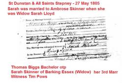 Taken on May 27th, 1805 at St Dunstan & All Saints Stepney and sourced from St Dunstan & All Saints Stepney Marriages.