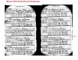 Taken on November 11th, 1810 in Christchurch Southwark Surrey and sourced from Christ Church Southwark Marriages.