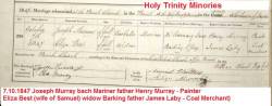 Taken on October 7th, 1847 in Holy Trinity MEOT and sourced from Holy Trinity MEOT Marriages.