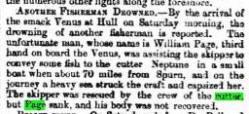Taken on September 26th, 1881 in Smack Venus and sourced from York Herald 1881.