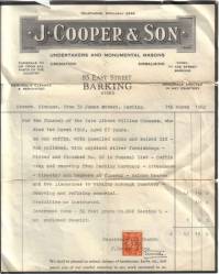 Taken on March 7th, 1942 at the Rippleside Cemetery Barking and sourced from J Cooper & Sons bill.