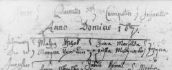 Vyfocen  18. prosince 2006 v Státní archív v Opavě - Zemský archív a zdrojem je Křestní matrika Fr-V-1 (1652 - 1699).