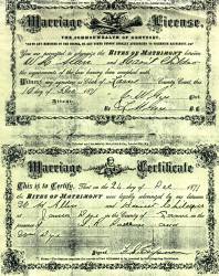  sourced from Marriage License of William Allen and Harriet Childers.