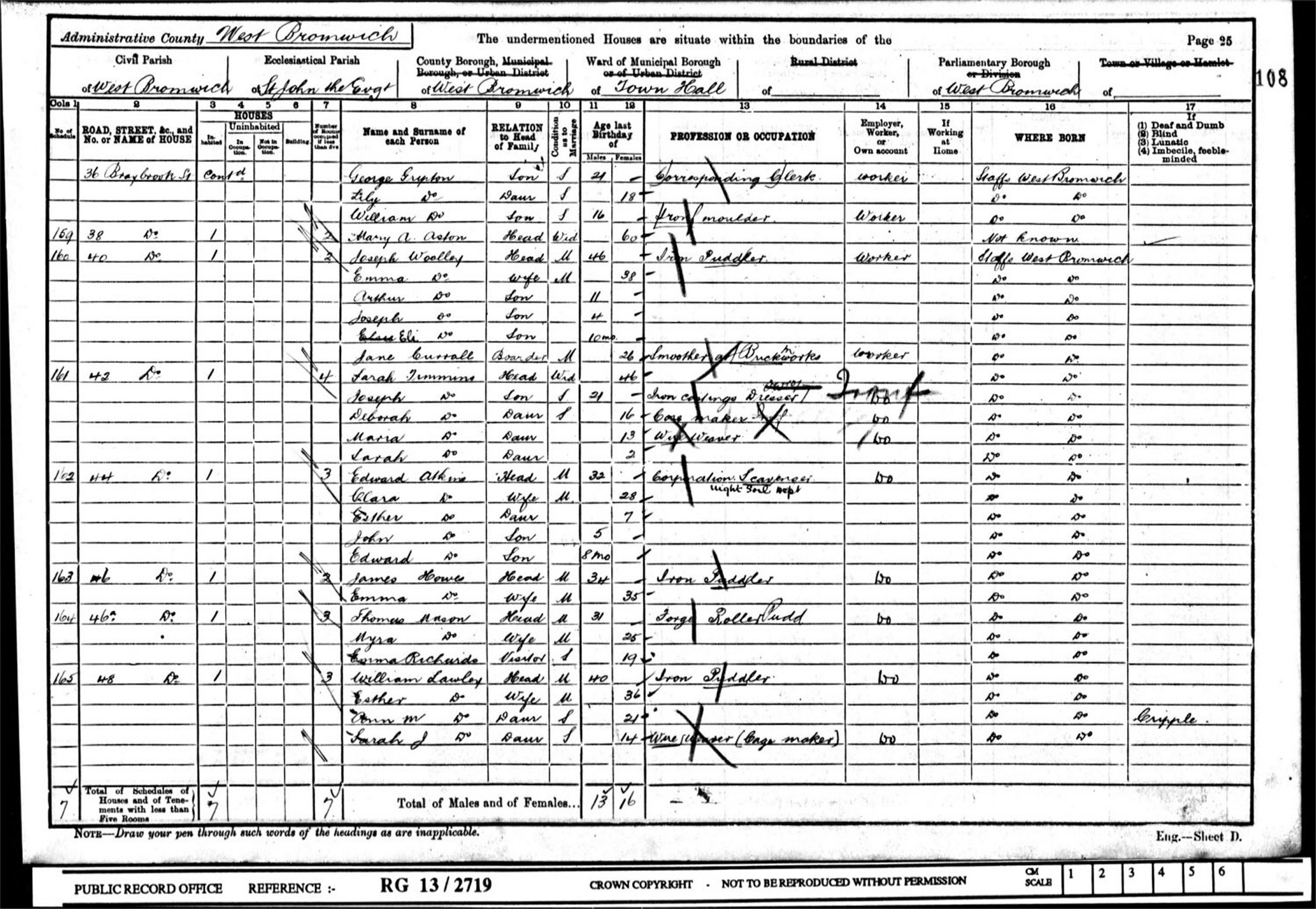 Taken in 42 Braybrook Street, West Bromwich, Stafford and sourced from RG13 Piece: 2719 Folio: 108 Page: 25.