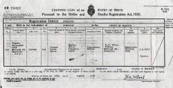  sourced from Birth Certificate - Sydney ORTON.