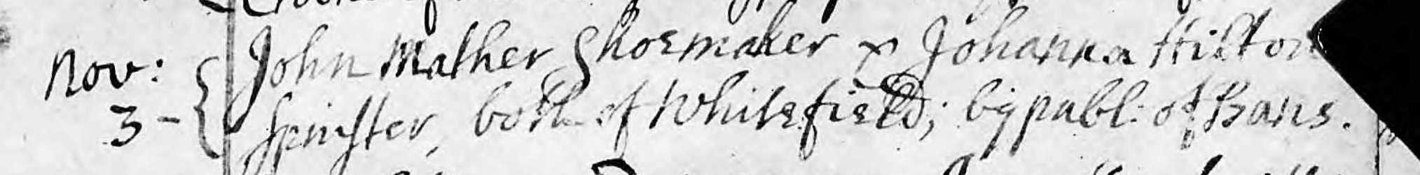 Taken in 1728 and sourced from Certificate - Marriage.