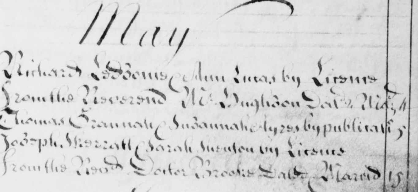 Taken on May 4th, 1740 in Cheshire and sourced from Certificate - Marriage.