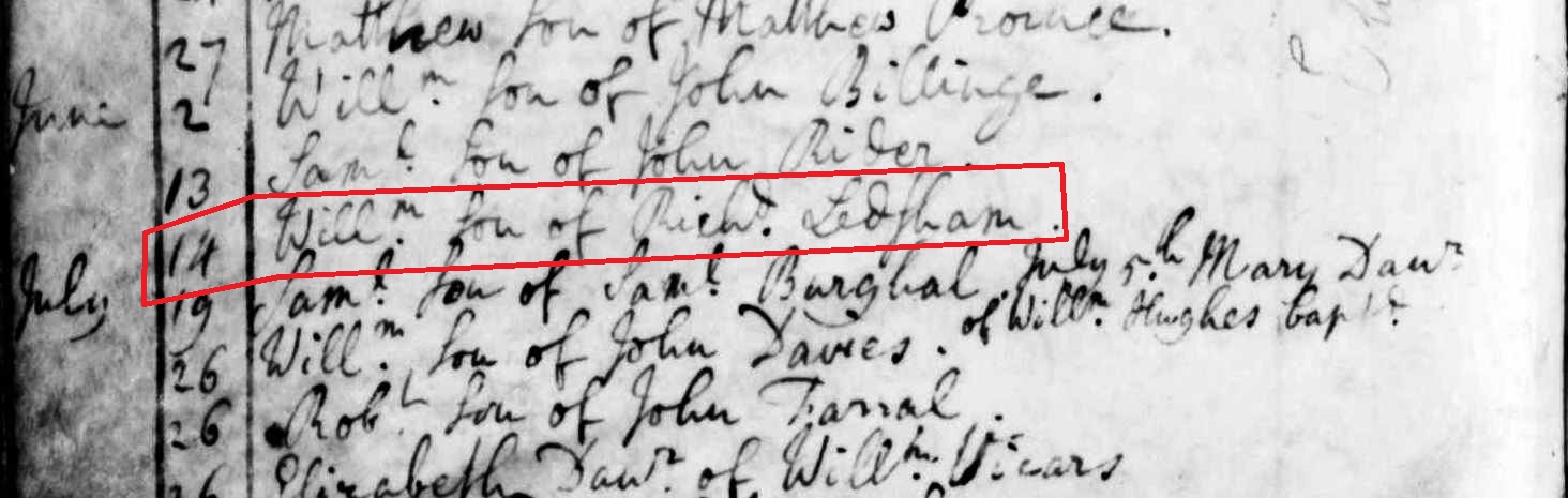 Taken on June 14th, 1754 and sourced from Certificate - Baptism.