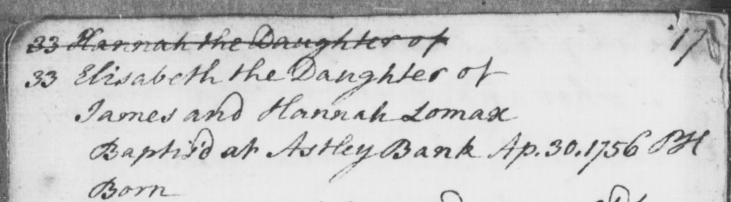 Taken on April 13th, 1756 and sourced from England & Wales Non-conformist Registers (1567-1970).