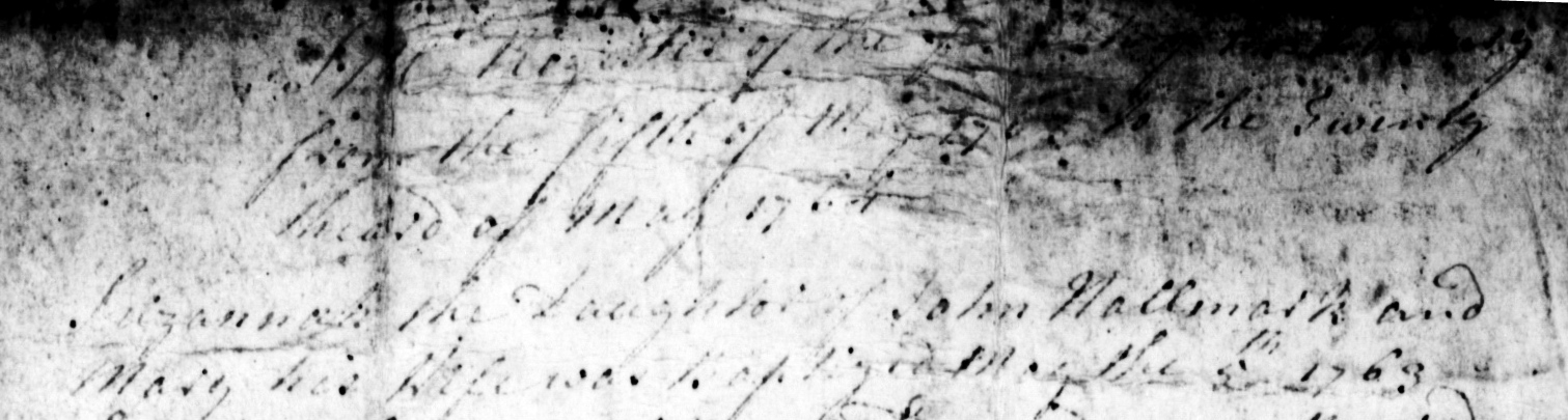 Taken on May 5th, 1763 in Worthenbury and sourced from Certificate - Baptism.