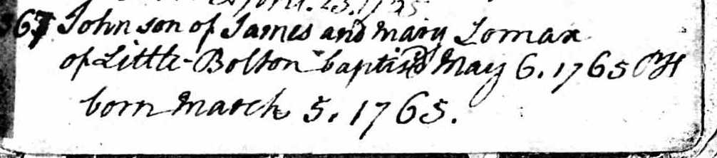 Taken in 1765 and sourced from England & Wales Non-conformist Registers (1567-1970).