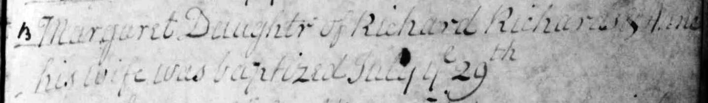 Taken on July 29th, 1770 in Shocklach and sourced from Certificate - Baptism.