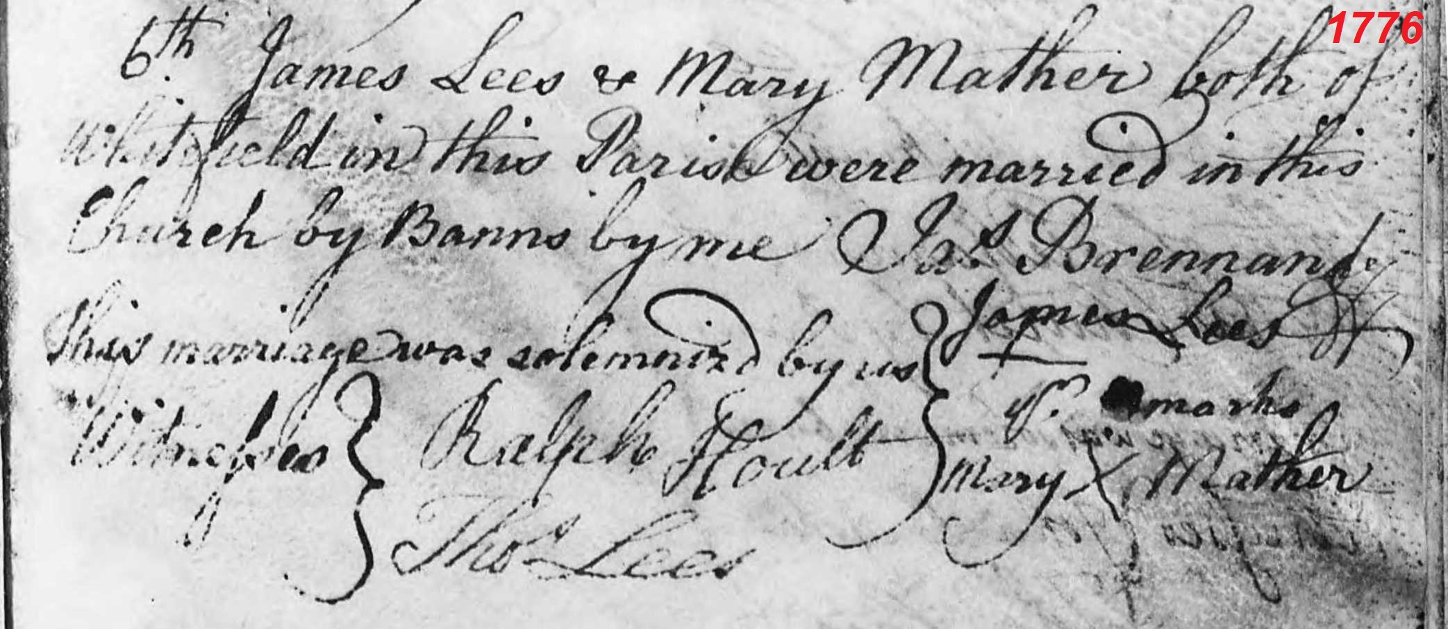 Taken on August 6th, 1776 and sourced from Certificate - Marriage.