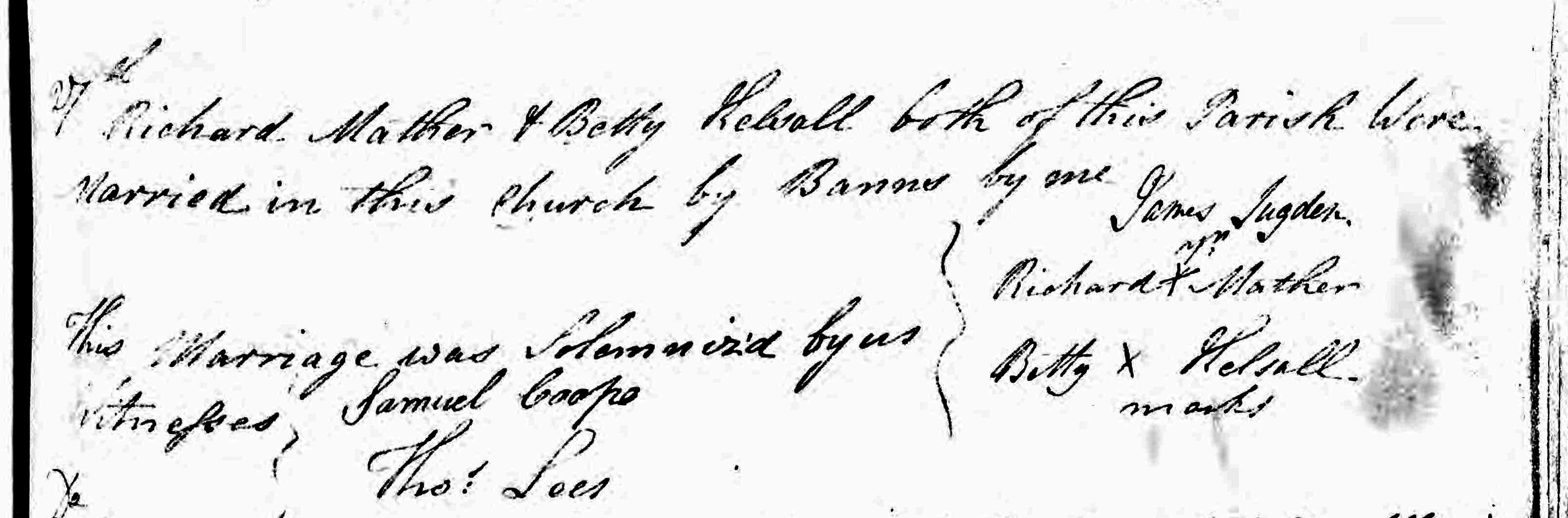 Taken on September 27th, 1785 and sourced from Certificate - Marriage.