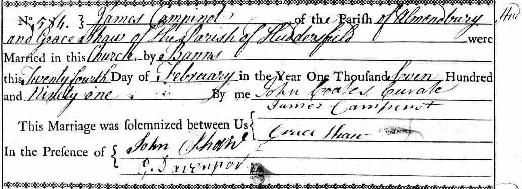 Taken on February 24th, 1791 and sourced from Certificate - Marriage.