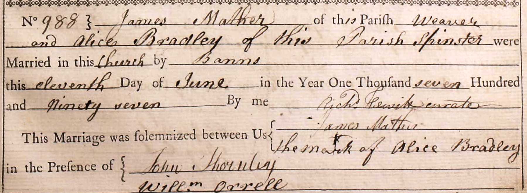 Taken on June 11th, 1797 and sourced from Certificate - Baptism.