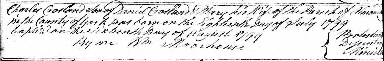 Taken on August 16th, 1799 and sourced from Certificate - Baptism.