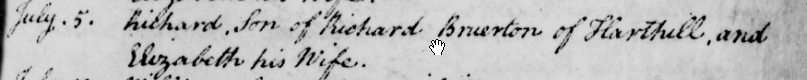 Taken on July 5th, 1801 at All Saints, Harthill and sourced from Certificate - Baptism.