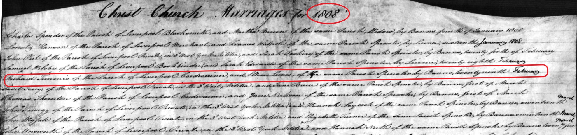 Taken on February 29th, 1808 and sourced from Certificate - Marriage.