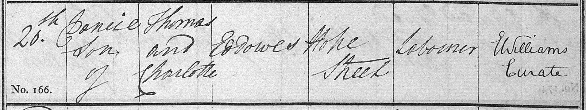 Taken on June 20th, 1826 and sourced from Certificate - Baptism.