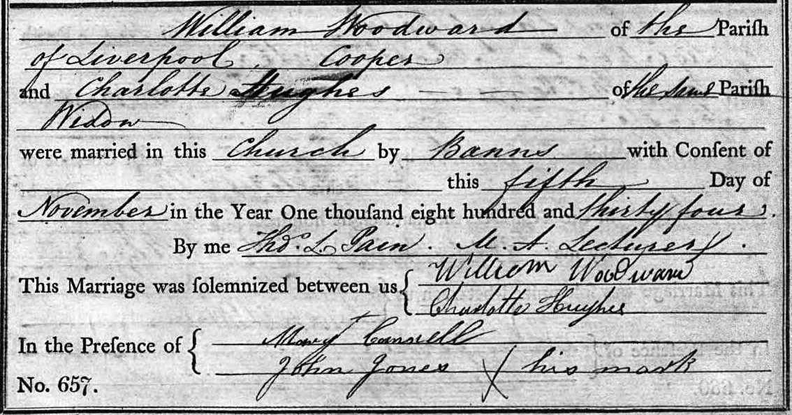 Taken on November 5th, 1834 and sourced from Certificate - Marriage.