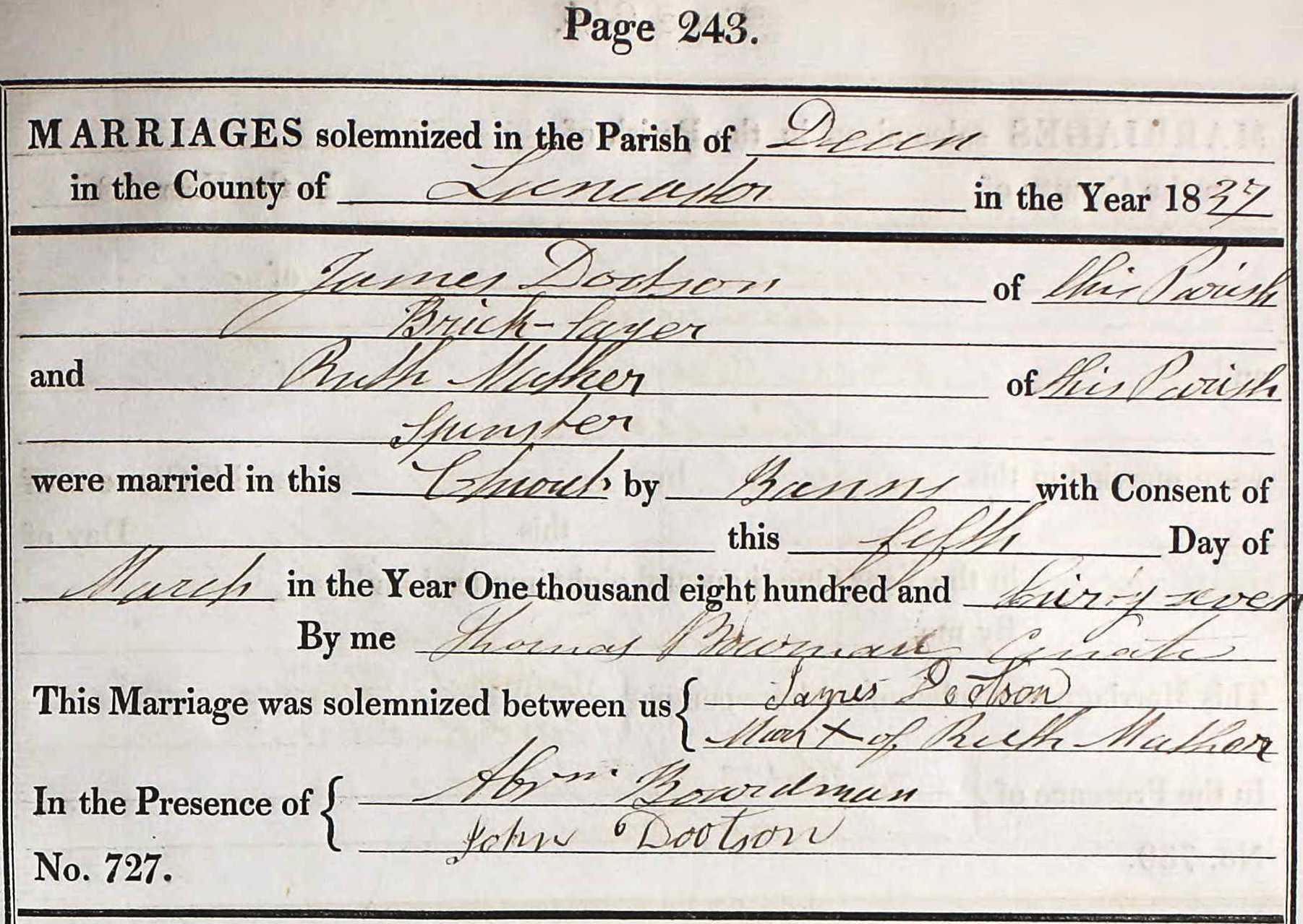 Taken on January 29th, 1865 and sourced from Certificate - Marriage.