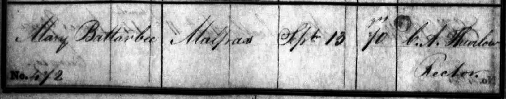 Taken on September 13th, 1843 in Malpas and sourced from Burial Rocords - Malpas.