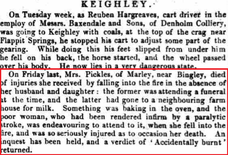 Taken on February 13th, 1845 in Bradford and sourced from News Clips.