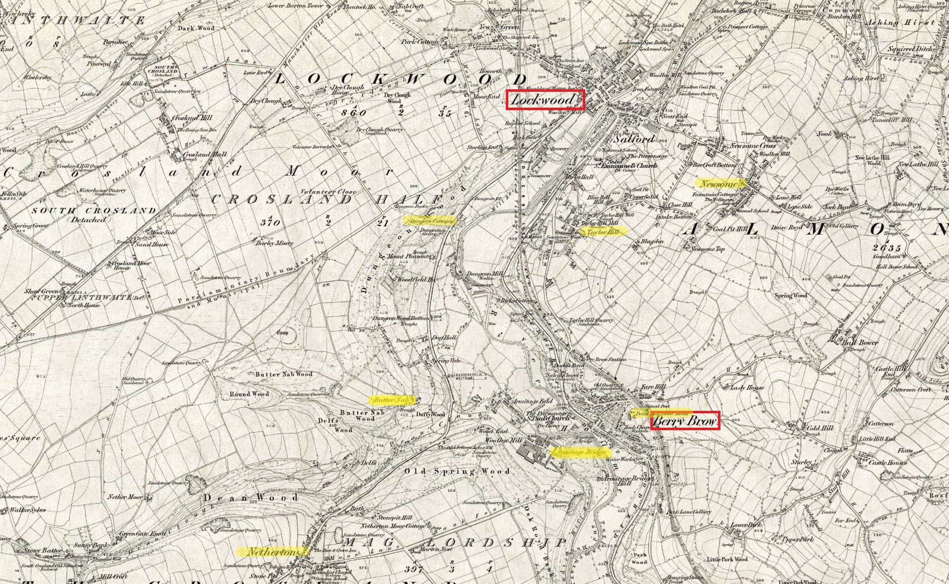 Taken in 1848 in Berry Brow and sourced from NLS Maps.