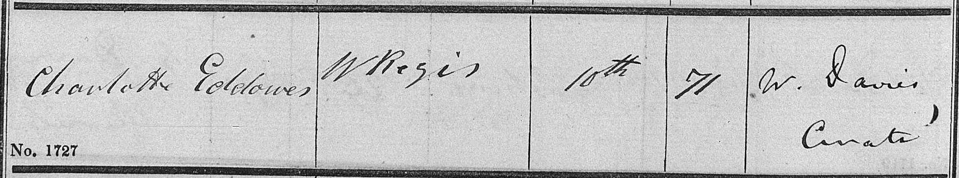 Taken on December 10th, 1849 in Brymbo and sourced from Burial Records - Brymbo.