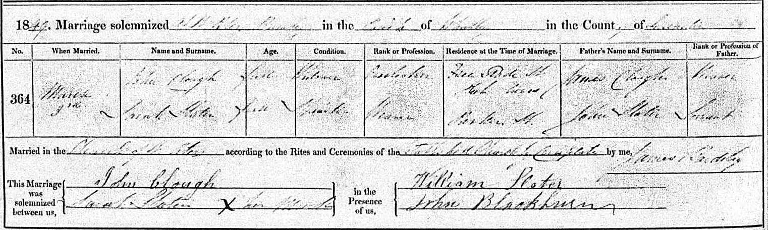 Taken on March 3rd, 1849 and sourced from Certificate - Marriage.