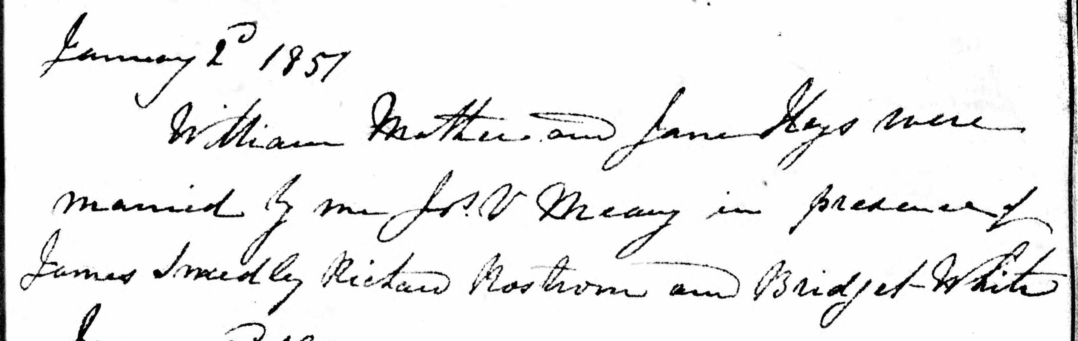 Taken on January 2nd, 1851 and sourced from Certificate - Marriage.