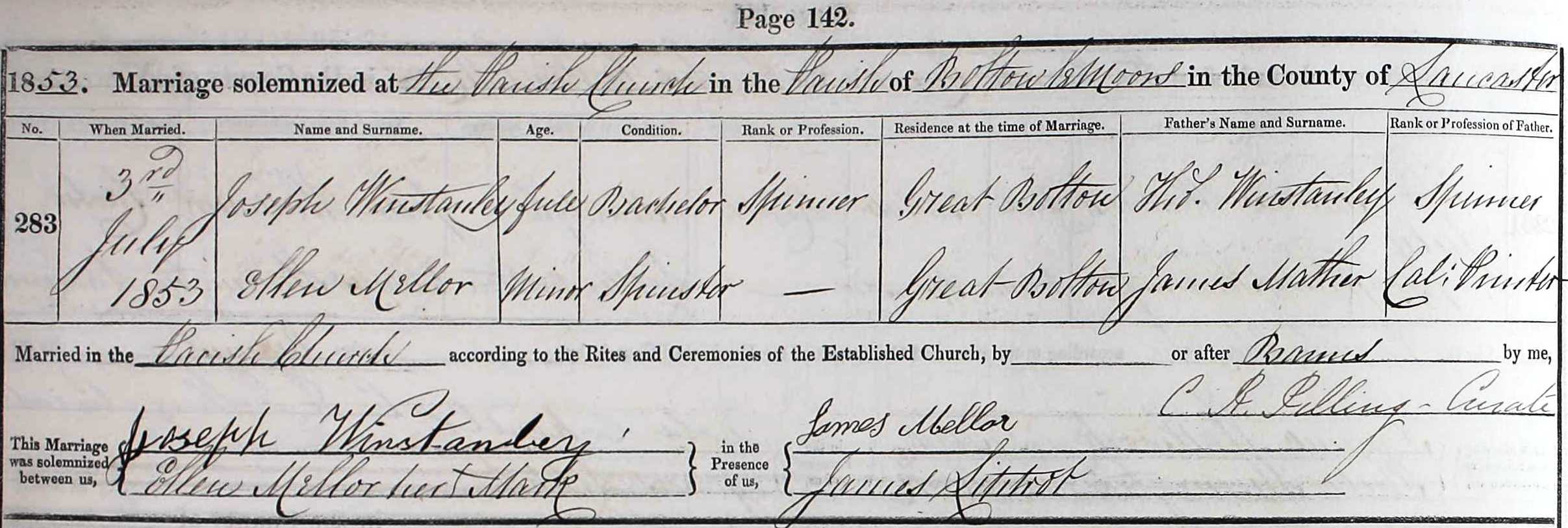 Taken on June 3rd, 1853 and sourced from Certificate - Death.