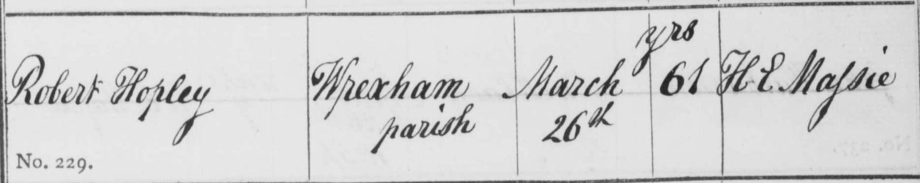 Taken on March 26th, 1853 in Shocklach and sourced from Burial Records - Shocklach.