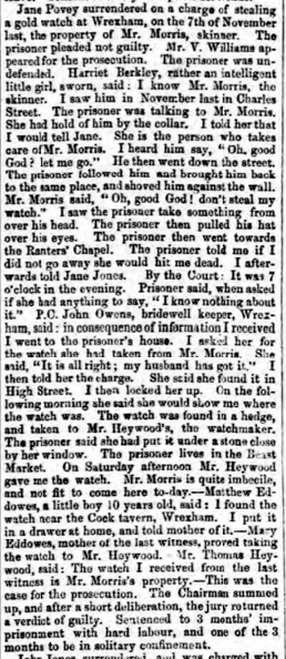 Taken on January 17th, 1857 in Wrexham and sourced from Wrexham Advertiser.