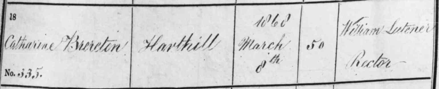 Taken on March 8th, 1868 in Harthill and sourced from Burial Records - Harthill.