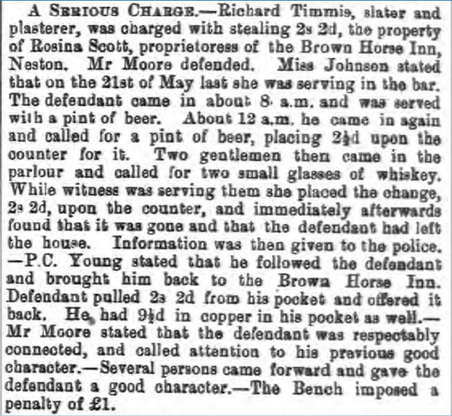 Taken on June 2nd, 1883 in Neston and sourced from Cheshire Observer.