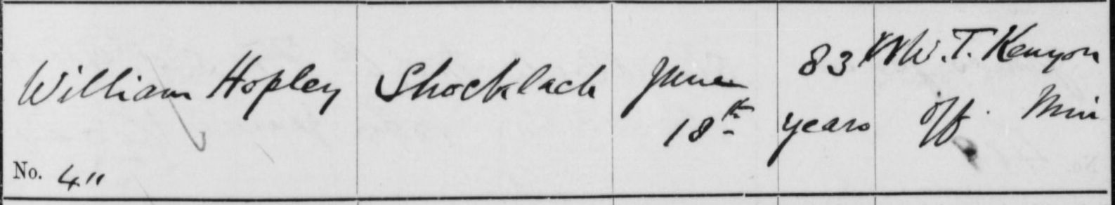 Taken on June 18th, 1883 in Shocklach and sourced from Burial Records - Shocklach.