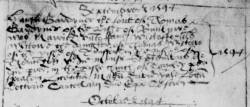 Taken in 1594 and sourced from Certificate - Marriage.