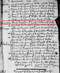 Taken on January 14th, 1609 and sourced from Certificate - Baptism.