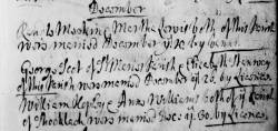 Taken on December 30th, 1721 in Chester and sourced from Certificate - Marriage.