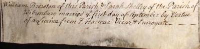 Taken on September 1st, 1730 and sourced from Certificate - Marriage.