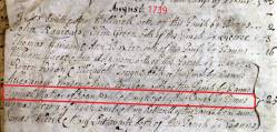 Taken on August 25th, 1739 and sourced from Certificate - Marriage.