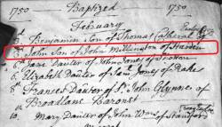 Taken on February 6th, 1750 and sourced from Certificate - Baptism.
