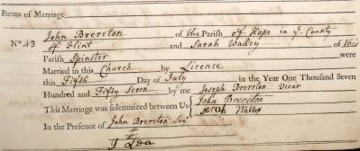 Taken on July 5th, 1757 and sourced from Certificate - Marriage.