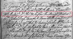 Taken on July 4th, 1760 and sourced from Certificate - Baptism.