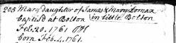 Taken in 1761 and sourced from England & Wales Non-conformist Registers (1567-1970).