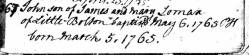 Taken in 1765 and sourced from England & Wales Non-conformist Registers (1567-1970).