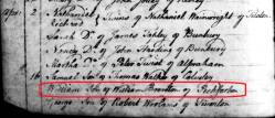 Taken on April 16th, 1775 in Peckforton and sourced from Certificate - Baptism.